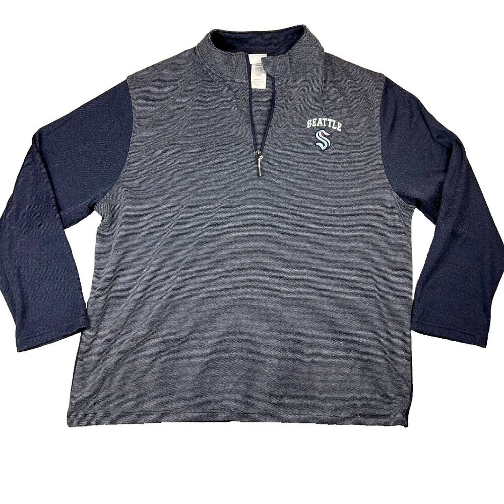 Seattle Kraken Hockey Navy Blue Men's 1/4 Zip Long Sleeve Shirt Size XXL 2XL NHL